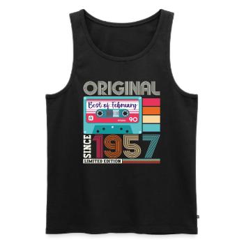 Février Né 1957 Cassette du 66e anniversaire - Débardeur bio Premium Homme - noir - Devant - Michal (187cm)
