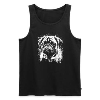Mops-schablonen-design Weiß Und Schwarz - Männer Premium Bio Tank Top - Schwarz - Vorne - AI Model Male 178 light (178cm)