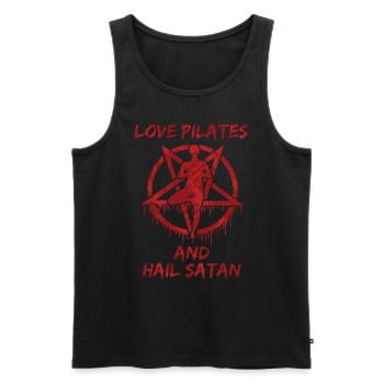 Amour Pilates et salut Satan - Débardeur bio Premium Homme - noir - Devant - AI Model Male 178 light (178cm)