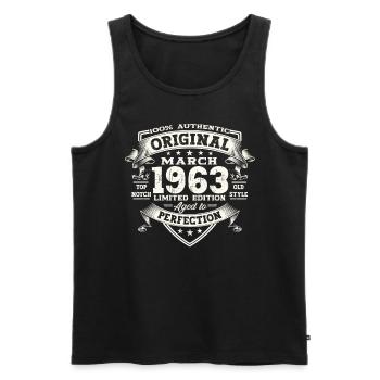 60. Geburtstag Mann Original März Jahrgang 1963 - Männer Premium Bio Tank Top - Schwarz - Vorne - Michal (187cm)