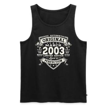 20. Geburtstag Mann Original März Jahrgang 2003 - Männer Premium Bio Tank Top - Schwarz - Vorne - Michal (187cm)