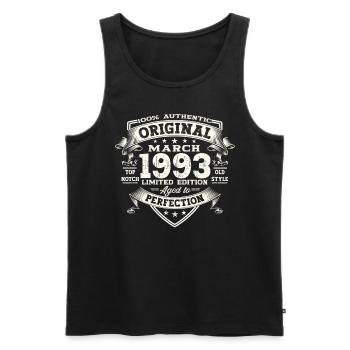 30. Geburtstag Mann Original März Jahrgang 1993 - Männer Premium Bio Tank Top - Schwarz - Vorne - Michal (187cm)