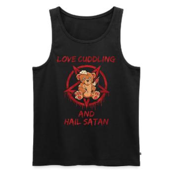 Love Cuddling and Hail Satan - Männer Premium Bio Tank Top - Schwarz - Vorne - Michal (187cm)