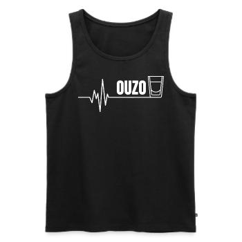 Ouzo disant pour les Grecs Un ouzo par jour - Débardeur bio Premium Homme - noir - Devant - Michal (187cm)