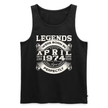 49th birthday man April Born 1974 Oldtimer - Men's Premium Organic Tank Top - black - Front - Michal (187cm)