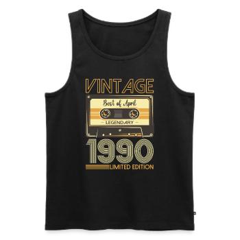 33rd Birthday Man Cassette April Vintage 1990 - Men's Premium Organic Tank Top - black - Front - Michal (187cm)