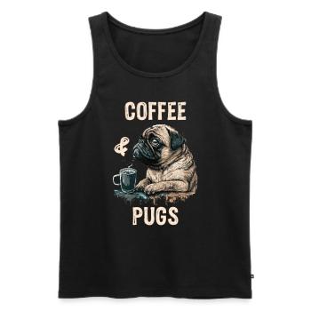 Coffee & Pugs - Männer Premium Bio Tank Top - Schwarz - Vorne - AI Model Male 178 light (178cm)