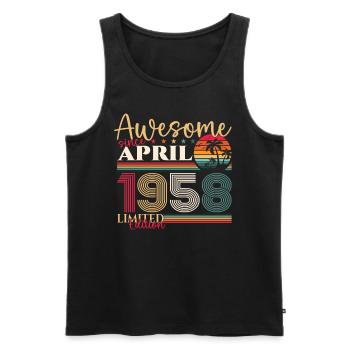 65e anniversaire homme avril né 1958 génial - Débardeur bio Premium Homme - noir - Devant - AI Model Male 178 light (178cm)