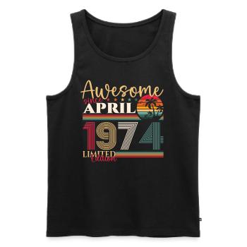 49th birthday man April born 1974 Awesome - Men's Premium Organic Tank Top - black - Front - Michal (187cm)