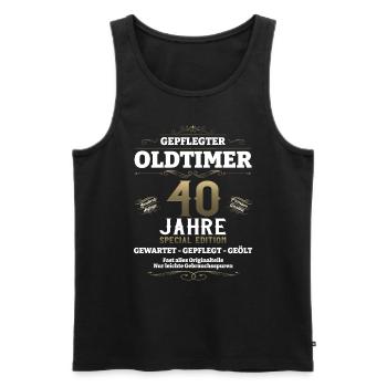 40. Geburtstag Mann Oldtimer Jahrgang 1983 - Männer Premium Bio Tank Top - Schwarz - Vorne - Michal (187cm)