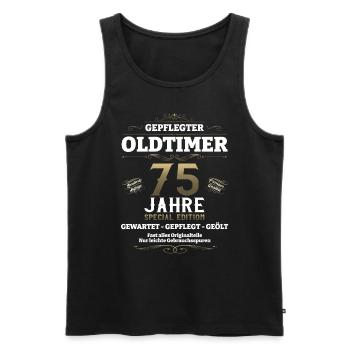 75. Geburtstag Mann Oldtimer Jahrgang 1948 - Männer Premium Bio Tank Top - Schwarz - Vorne - Michal (187cm)