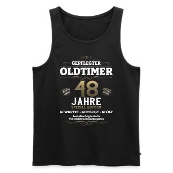 48. Geburtstag Mann Oldtimer Jahrgang 1975 - Männer Premium Bio Tank Top - Schwarz - Vorne - Michal (187cm)