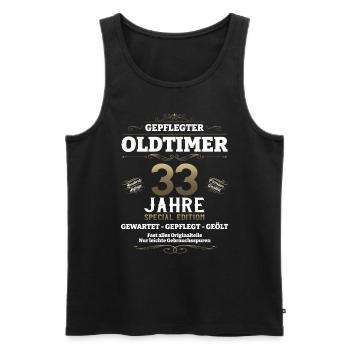 33. Geburtstag Mann Oldtimer Jahrgang 1990 - Männer Premium Bio Tank Top - Schwarz - Vorne - Michal (187cm)