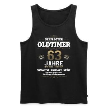 63. Geburtstag Mann Oldtimer Jahrgang 1960 - Männer Premium Bio Tank Top - Schwarz - Vorne - Michal (187cm)