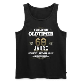 68. Geburtstag Mann Oldtimer Jahrgang 1955 - Männer Premium Bio Tank Top - Schwarz - Vorne - Michal (187cm)