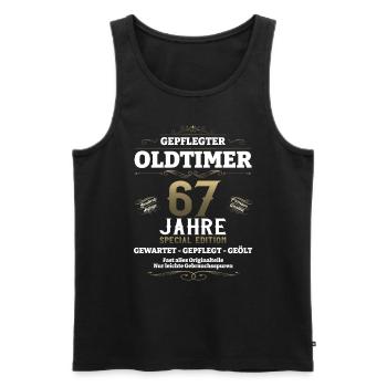 67. Geburtstag Mann Oldtimer Jahrgang 1956 - Männer Premium Bio Tank Top - Schwarz - Vorne - Michal (187cm)