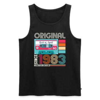 40th birthday man April Born 1983 Cassette - Men's Premium Organic Tank Top - black - Front - Michal (187cm)