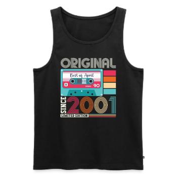 22. Geburtstag Mann April Jahrgang 2001 Kassette - Männer Premium Bio Tank Top - Schwarz - Vorne - Michal (187cm)