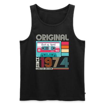 49th birthday man April Born 1974 Cassette - Men's Premium Organic Tank Top - black - Front - Michal (187cm)