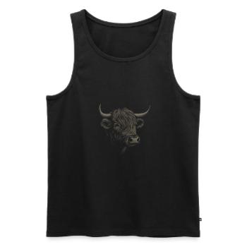 Highland Cattle Highland Cattle Highland Cattle Cow - Débardeur bio Premium Homme - noir - Devant - AI Model Male 178 light (178cm)