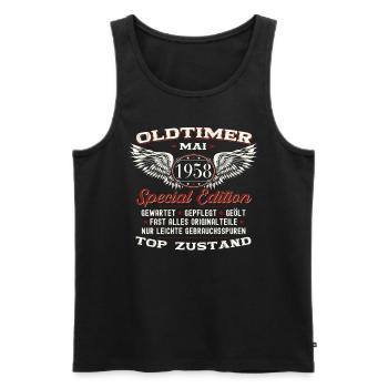 65. Geburtstag Mann Oldtimer Mai Jahrgang 1958 - Männer Premium Bio Tank Top - Schwarz - Vorne - AI Model Male 178 light (178cm)