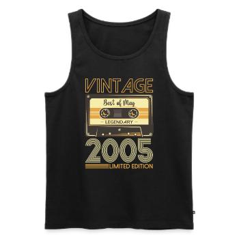 18 Birthday Man Woman Cassette May Vintage 2005 - Débardeur bio Premium Homme - noir - Devant - Michal (187cm)