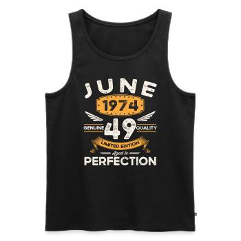 49th Birthday Man June Born 1974 Legendary - Men's Premium Organic Tank Top - black - Front - Michal (187cm)