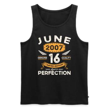 16th Birthday Man June Vintage 2007 Legendary - Men's Premium Organic Tank Top - black - Front - Michal (187cm)