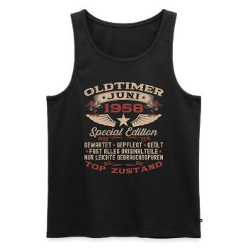 65. Geburtstag Mann Juni Jahrgang 1958 Oldtimer - Männer Premium Bio Tank Top - Schwarz - Vorne - AI Model Male 178 light (178cm)