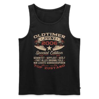 17. Geburtstag Mann Juni Jahrgang 2006 Oldtimer - Männer Premium Bio Tank Top - Schwarz - Vorne - Michal (187cm)