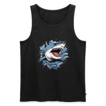 Shark Attack - Men's Premium Organic Tank Top - black - Front - AI Model Male 178 light (178cm)