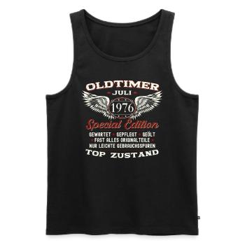 47. Geburtstag Mann Oldtimer Juli Jahrgang 1976 - Männer Premium Bio Tank Top - Schwarz - Vorne - Michal (187cm)