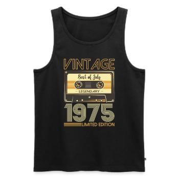 48th Birthday Man July Vintage 1975 Cassette - Men's Premium Organic Tank Top - black - Front - Michal (187cm)
