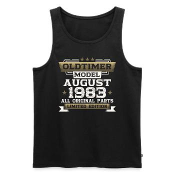 40th Birthday Man Oldtimer August Vintage 1983 - Men's Premium Organic Tank Top - black - Front - Michal (187cm)