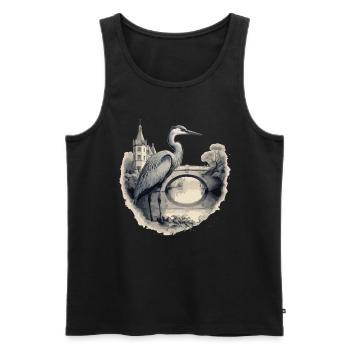 Majestätischer Graureiher - Männer Premium Bio Tank Top - Schwarz - Vorne - AI Model Male 178 light (178cm)