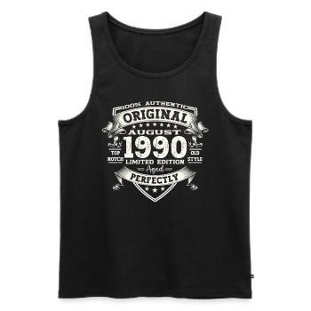 33 Birthday Man Original August Vintage 1990 - Men's Premium Organic Tank Top - black - Front - Michal (187cm)