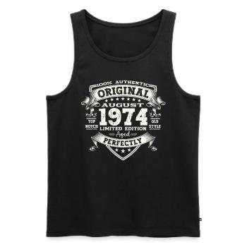 49 Birthday Man Original August Vintage 1974 - Men's Premium Organic Tank Top - black - Front - Michal (187cm)