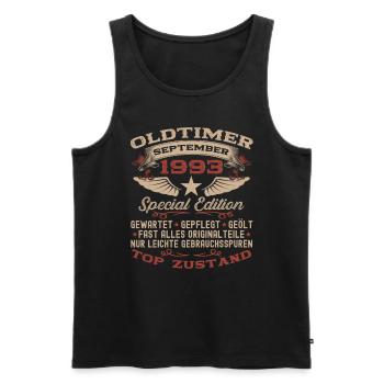 30. Geburtstag Oldtimer September Jahrgang 1993 - Männer Premium Bio Tank Top - Schwarz - Vorne - Michal (187cm)