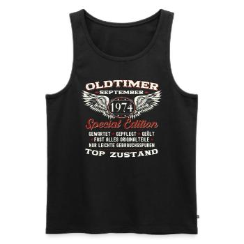 49th birthday classic car September vintage 1974 - Men's Premium Organic Tank Top - black - Front - Michal (187cm)