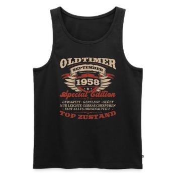 65. Geburtstag Oldtimer September Jahrgang 1958 - Männer Premium Bio Tank Top - Schwarz - Vorne - AI Model Male 178 light (178cm)