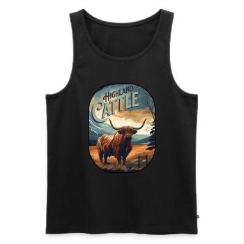 Highland Cattle - Männer Premium Bio Tank Top - Schwarz - Vorne - AI Model Male 178 light (178cm)