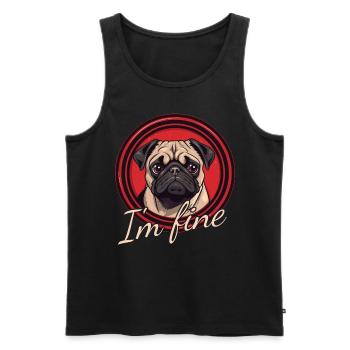 Pug - I'm Fine - Männer Premium Bio Tank Top - Schwarz - Vorne - AI Model Male 178 light (178cm)