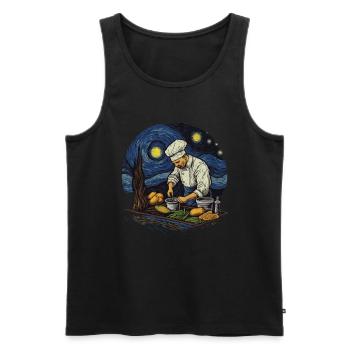 Masterpiece Cuisine The -starred cuisine of the - Men's Premium Organic Tank Top - black - Front - AI Model Male 178 light (178cm)