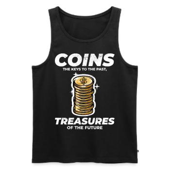 Coin Collecting Collector Numismatic Numismatist - Men's Premium Organic Tank Top - black - Front - Michal (187cm)