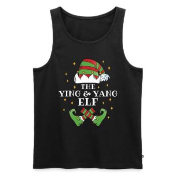 L’Elfe Ying & Yang Namaste - Débardeur bio Premium Homme - noir - Devant - Michal (187cm)