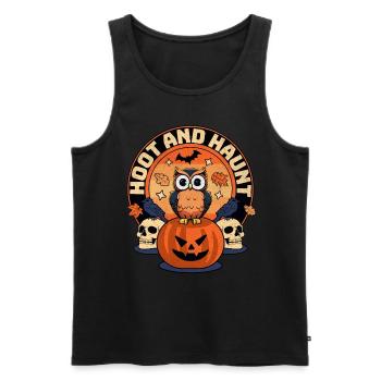 Schrei Und Spuk - Halloween-eule - Männer Premium Bio Tank Top - Schwarz - Vorne - AI Model Male 178 light (178cm)