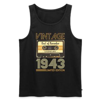 80th Birthday Cassette November Vintage 1943 - Men's Premium Organic Tank Top - black - Front - Michal (187cm)