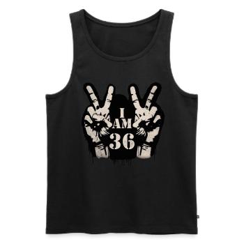 Unique design for the celebration of the 40th anniversary - Men's Premium Organic Tank Top - black - Front - AI Model Male 178 light (178cm)
