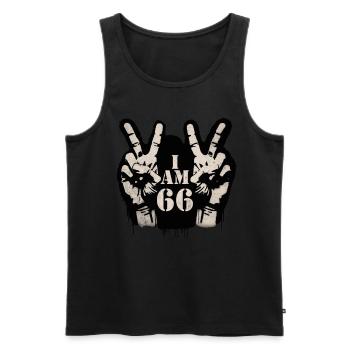 Unique design for the celebration of the 70th anniversary - Men's Premium Organic Tank Top - black - Front - AI Model Male 178 light (178cm)