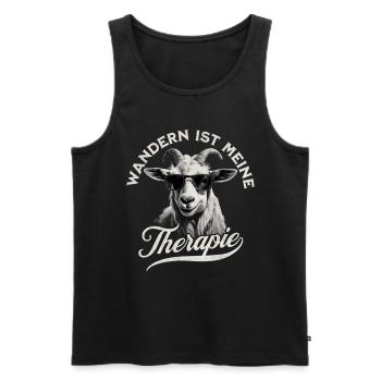 Wandern Ist Meine Therapie - Hiking Ziege Motiv - Männer Premium Bio Tank Top - Schwarz - Vorne - Michal (187cm)